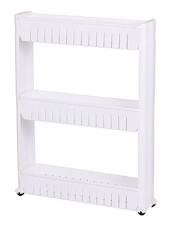 Resserre 3 étagères sur roulettes blanc