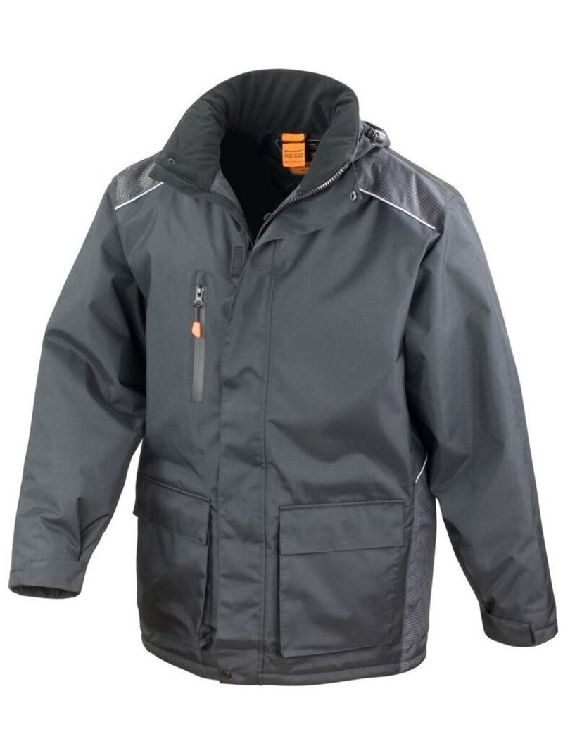 Result - Veste de travail longue, imperméable et coLà-Haute-vent Noir - Kiabi
