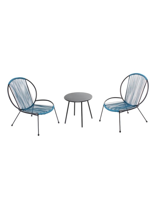 RETE - Ensemble de 2 fauteuils + 1 table basse bleu - Kiabi