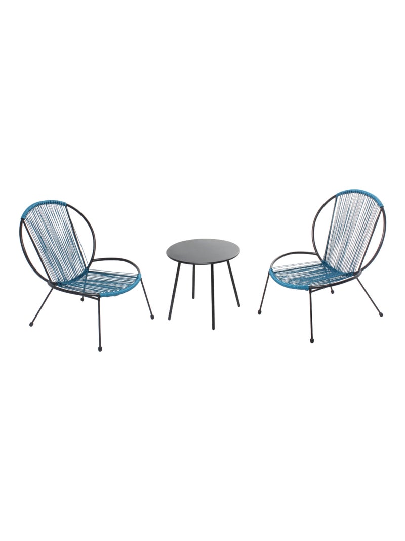 RETE - Ensemble de 2 fauteuils + 1 table basse bleu Bleu - Kiabi