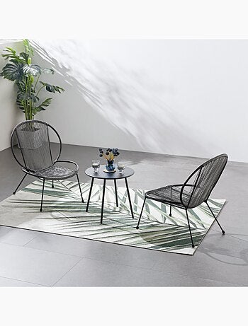RETE - Ensemble de 2 fauteuils + 1 table basse gris foncé