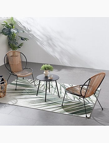 RETE Ensemble de 2 fauteuils + 1 table basse gris foncé