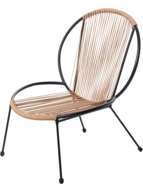 RETE Ensemble de 2 fauteuils + 1 table basse gris foncé - Kiabi