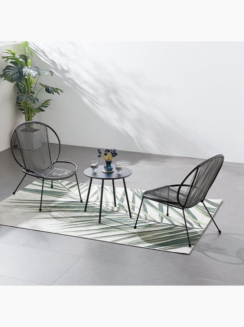 RETE Ensemble de 2 fauteuils + 1 table basse gris foncé - Kiabi