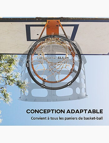 Retour de ballon de basket-ball 360° réglable crochets amovibles noir