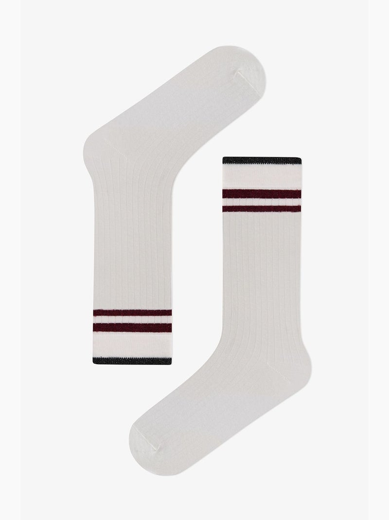 Retro lines chaussettes mi-mollet rayées paire penti Blanc - Kiabi