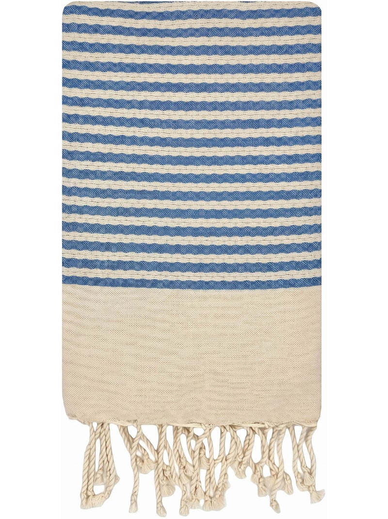 Reva | Authentique fouta en nid d'abeille coton recyclé 1x2 m Zanzibar Bleu - Kiabi