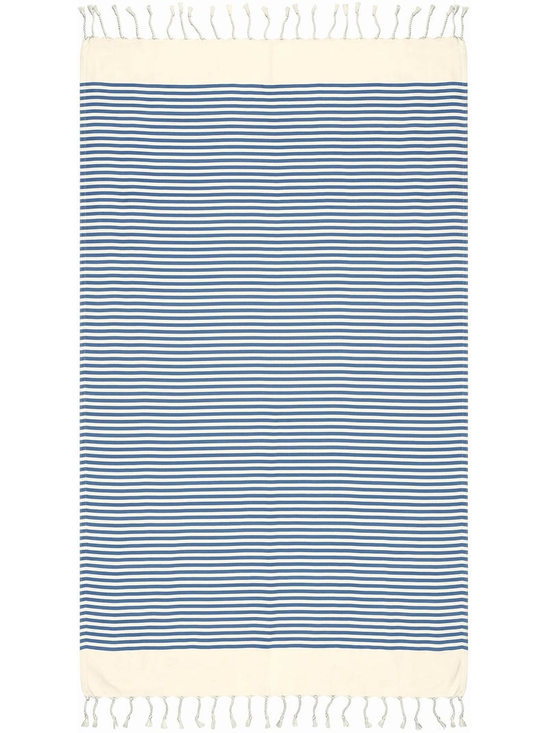 Reva | Authentique fouta en nid d'abeille coton recyclé 1x2 m Zanzibar Bleu - Kiabi