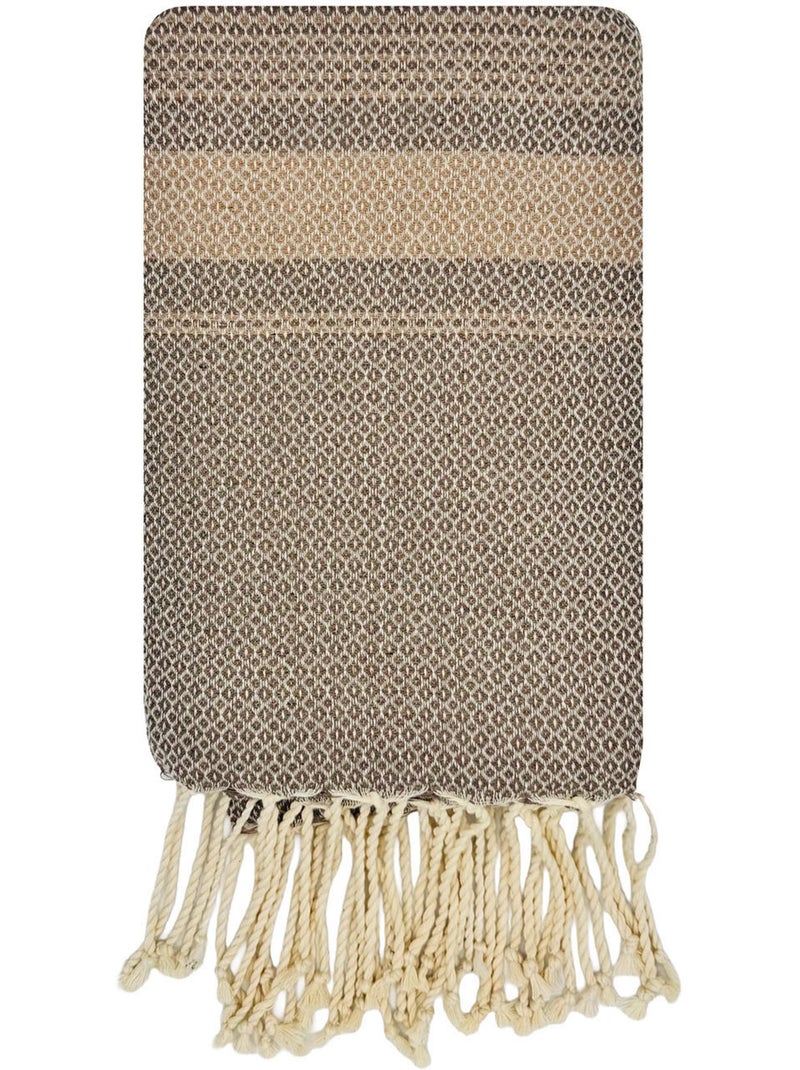 Reva | fouta de luxe jacquard oeil d'oiseau en coton recyclé 1mx2m spargi Beige - Kiabi