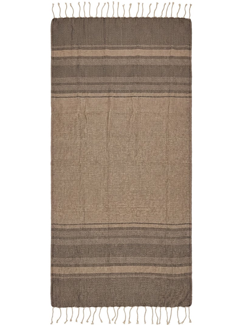 Reva | fouta de luxe jacquard oeil d'oiseau en coton recyclé 1mx2m spargi Beige - Kiabi