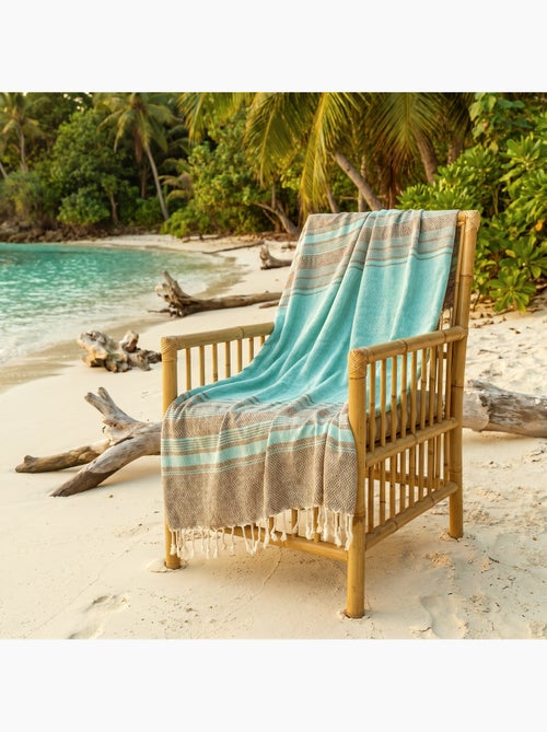 Reva | Fouta de luxe jacquard oeil d'oiseau en coton recyclé 1mx2m Spargi - Kiabi Reva | Fouta de luxe jacquard oeil d'oiseau en coton recyclé 1mx2m Spargi - Kiabi