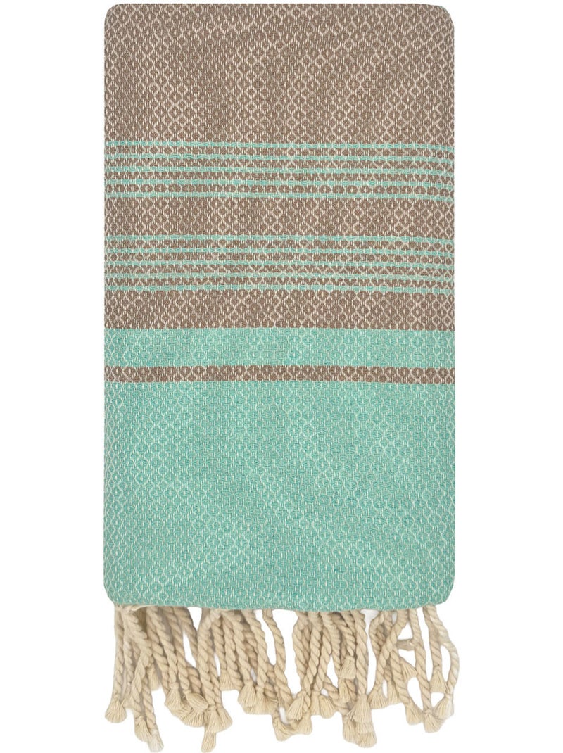 Reva | Fouta de luxe jacquard oeil d'oiseau en coton recyclé 1mx2m Spargi Turquoise - Kiabi