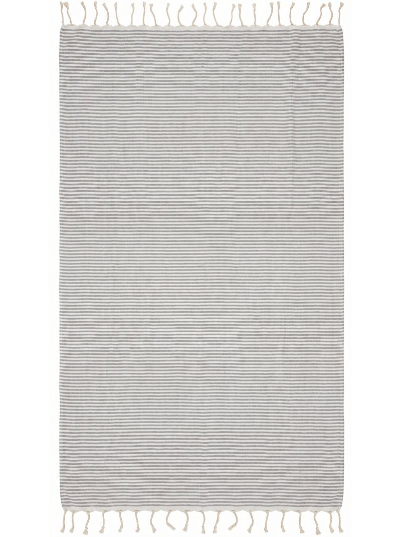 Reva | Fouta de plage en coton recyclé anti-sable 1mx2m Ikaria Gris - Kiabi