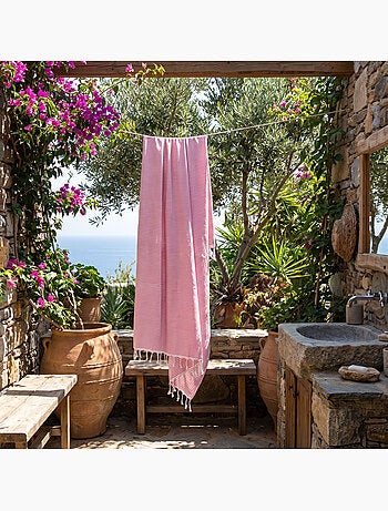 Reva | Fouta de plage en coton recyclé anti-sable 1mx2m Ikaria