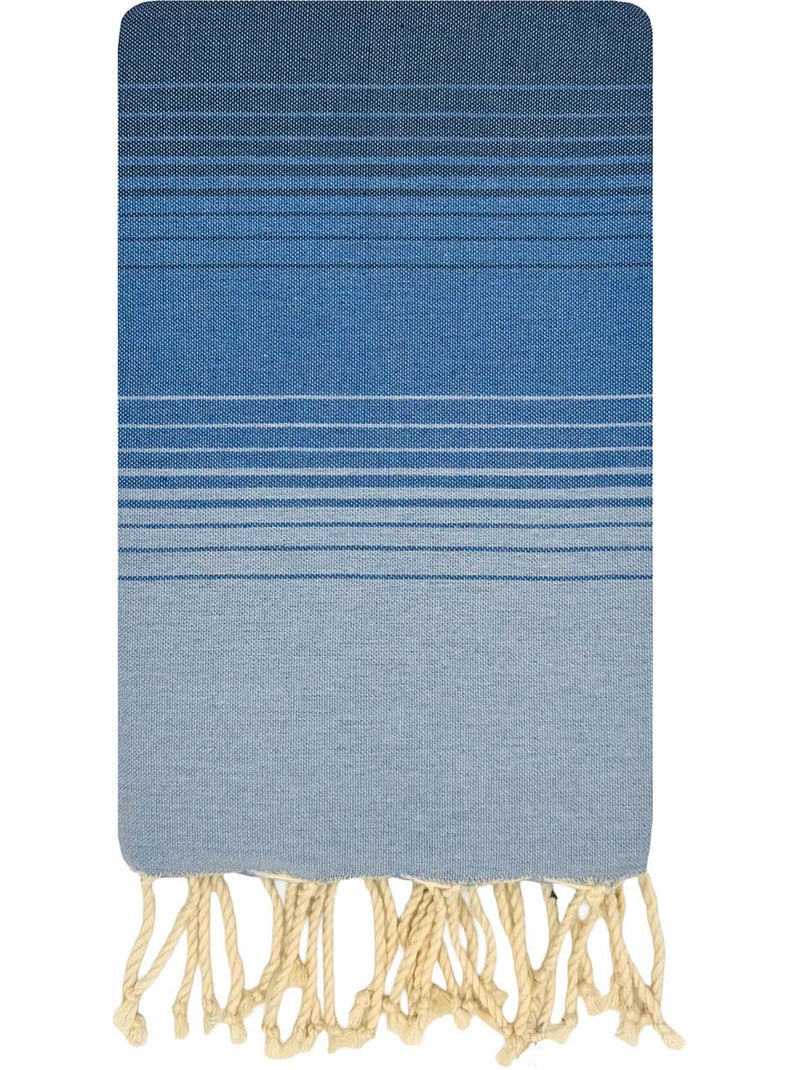 Reva | Fouta de plage en coton recyclé anti-sable 1x2m Malta Gris Bleu - Kiabi