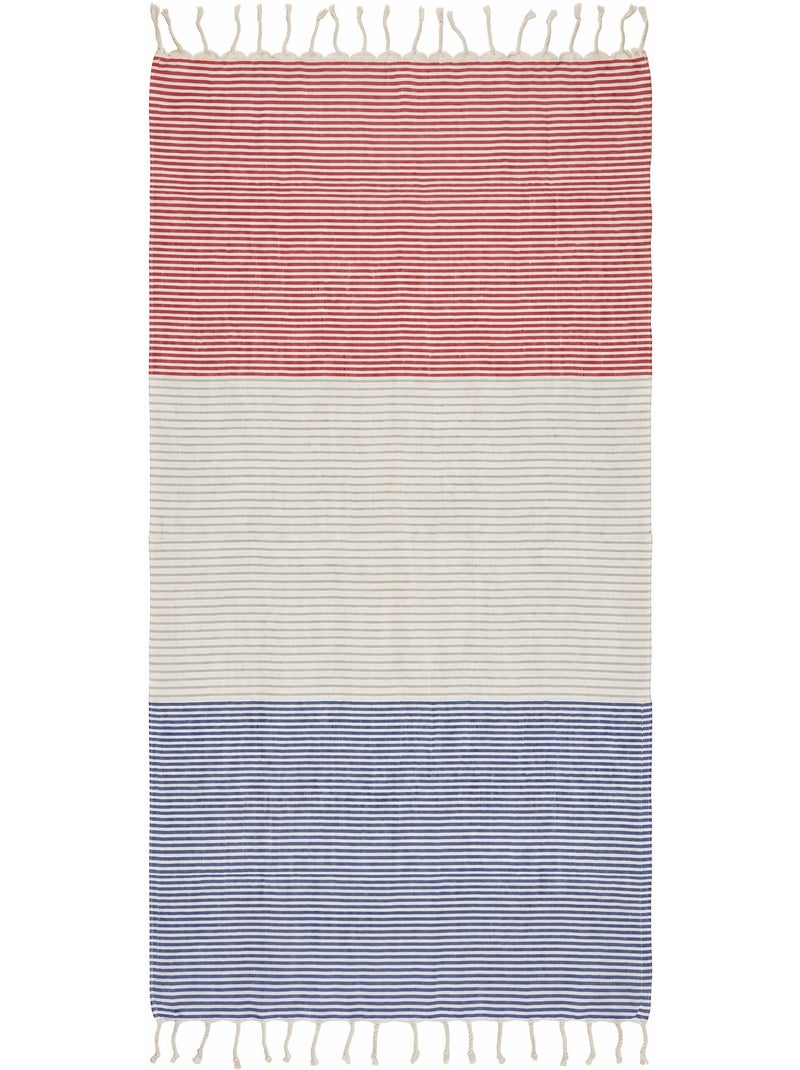 Reva | Fouta de plage en coton recyclé anti-sable 1x2m Porquerolles Multicolore - Kiabi