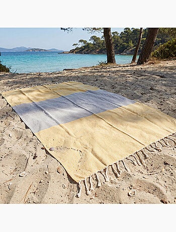 Reva | Fouta de plage en coton recyclé anti-sable 1x2m Porquerolles