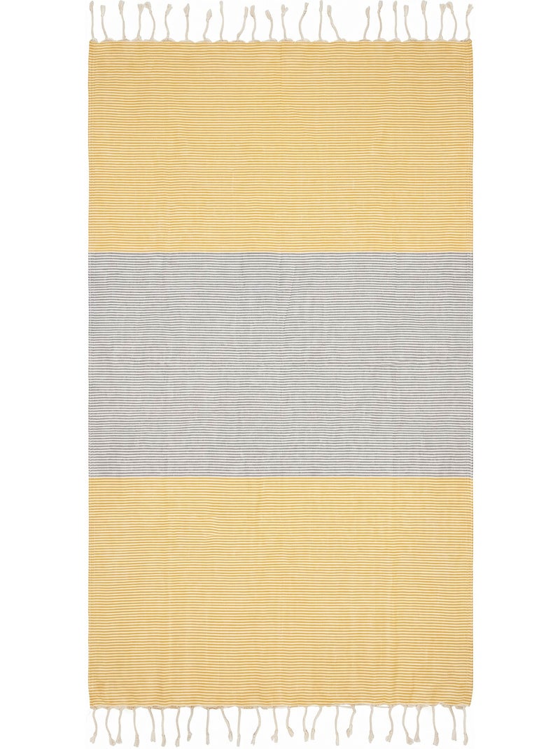 Reva | Fouta de plage en coton recyclé anti-sable 1x2m Porquerolles Orange - Kiabi
