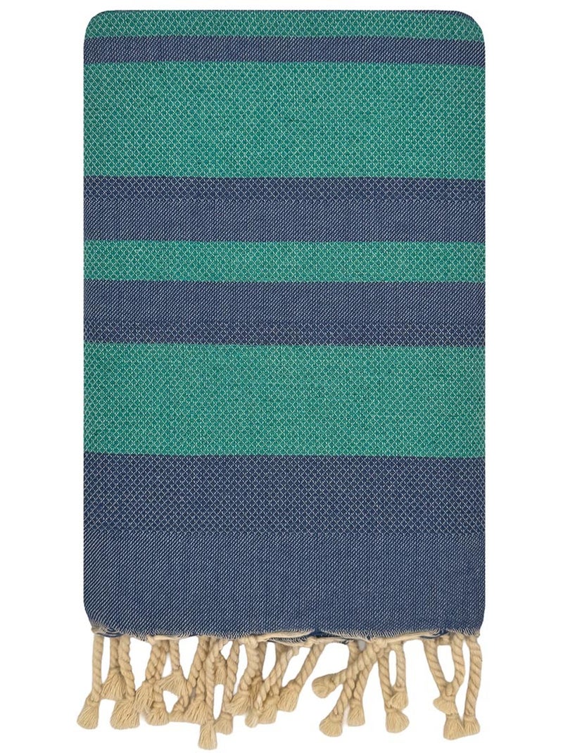 Reva | Fouta de plage jacquard en coton recyclé 1x2 m Capri Bleu foncé - Kiabi