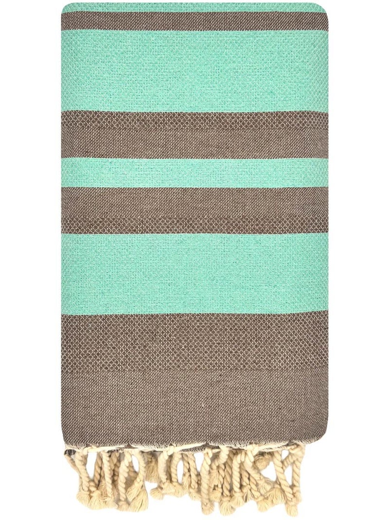 Reva | Fouta de plage jacquard en coton recyclé 1x2 m Capri Marron chocolat - Kiabi