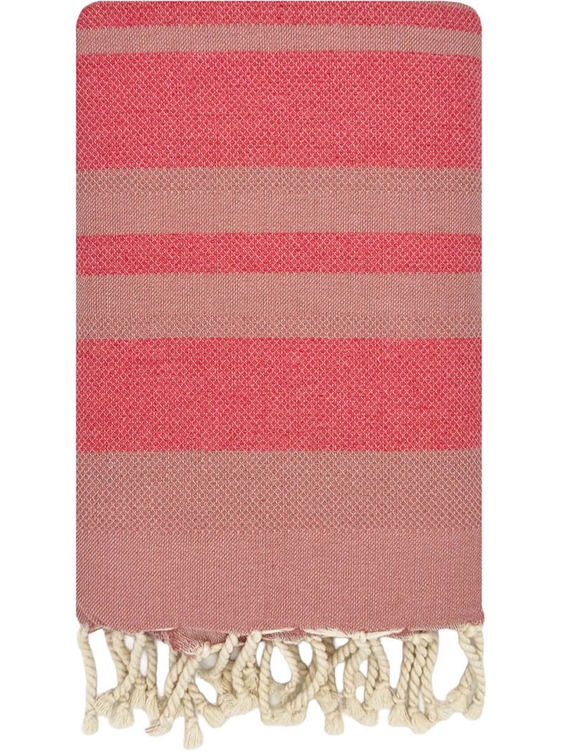 Reva | Fouta de plage jacquard en coton recyclé 1x2 m Capri Rose saumon - Kiabi