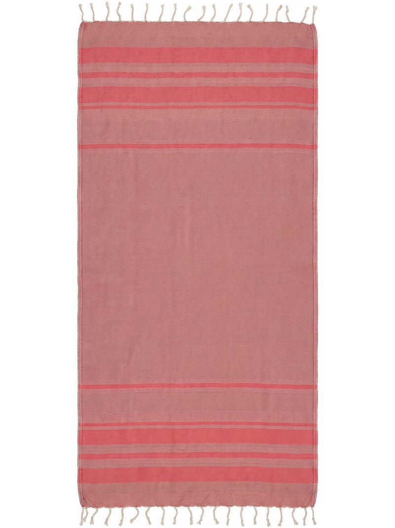 Reva | Fouta de plage jacquard en coton recyclé 1x2 m Capri Rose saumon - Kiabi