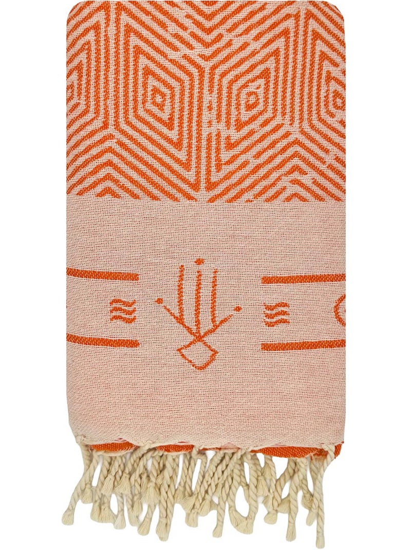 Reva | Fouta de plage réversible en coton recyclé 1x2 m Tenerife Orange - Kiabi