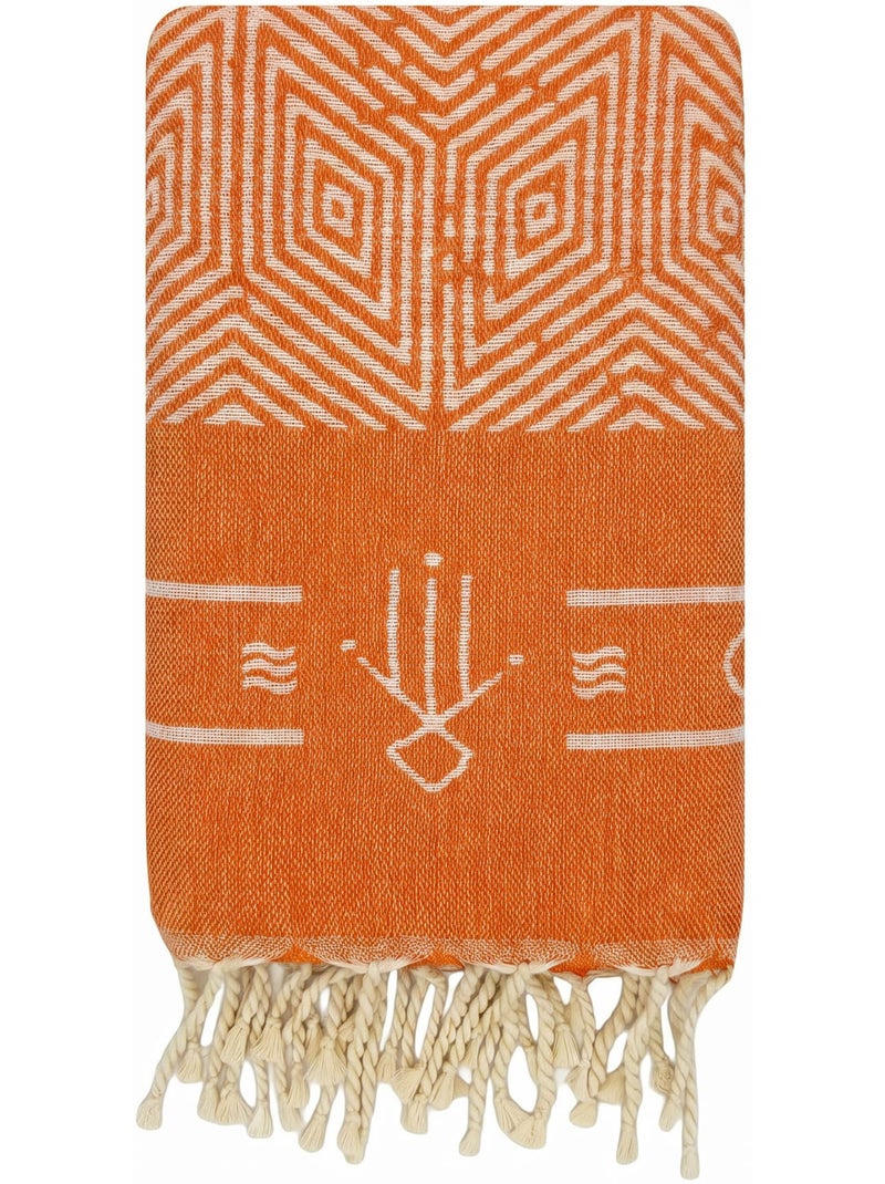 Reva | Fouta de plage réversible en coton recyclé 1x2 m Tenerife Orange - Kiabi