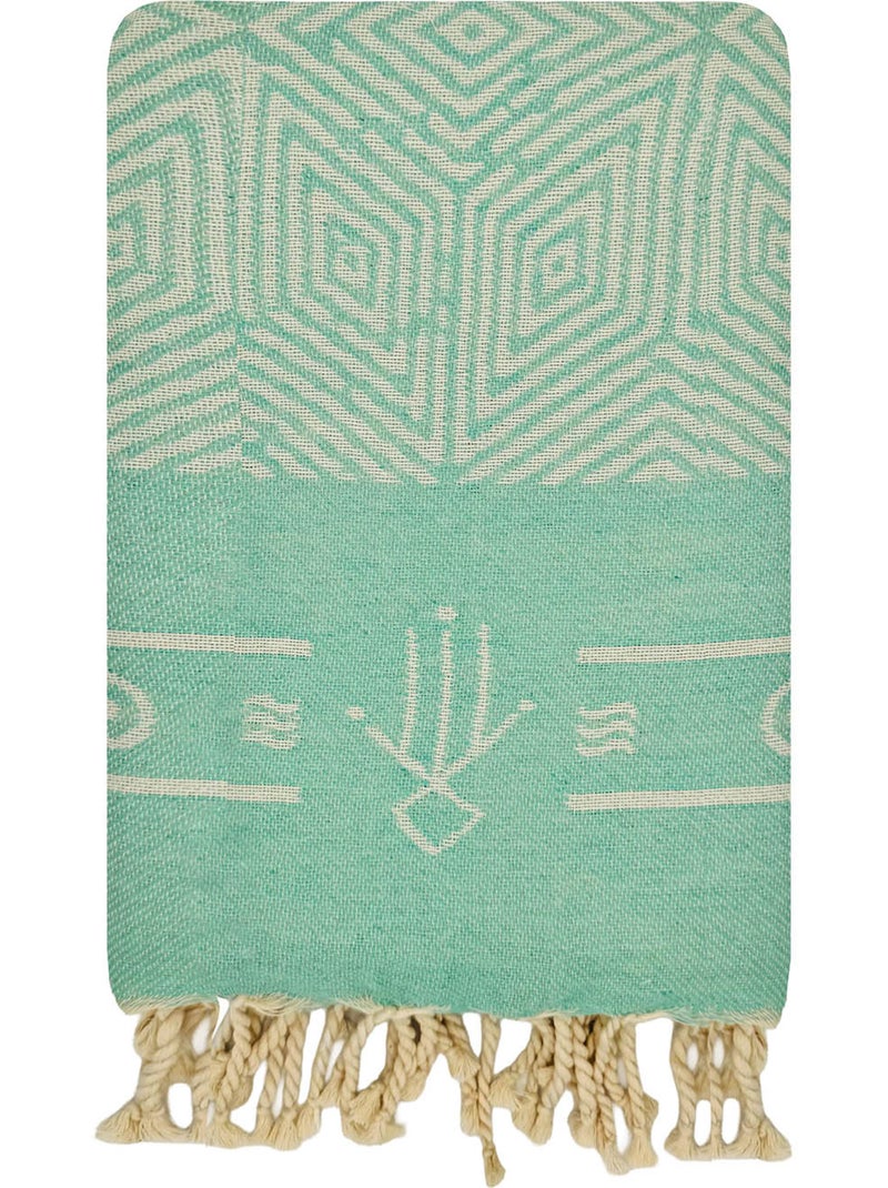 Reva | Fouta de plage réversible en coton recyclé 1x2 m Tenerife Turquoise - Kiabi