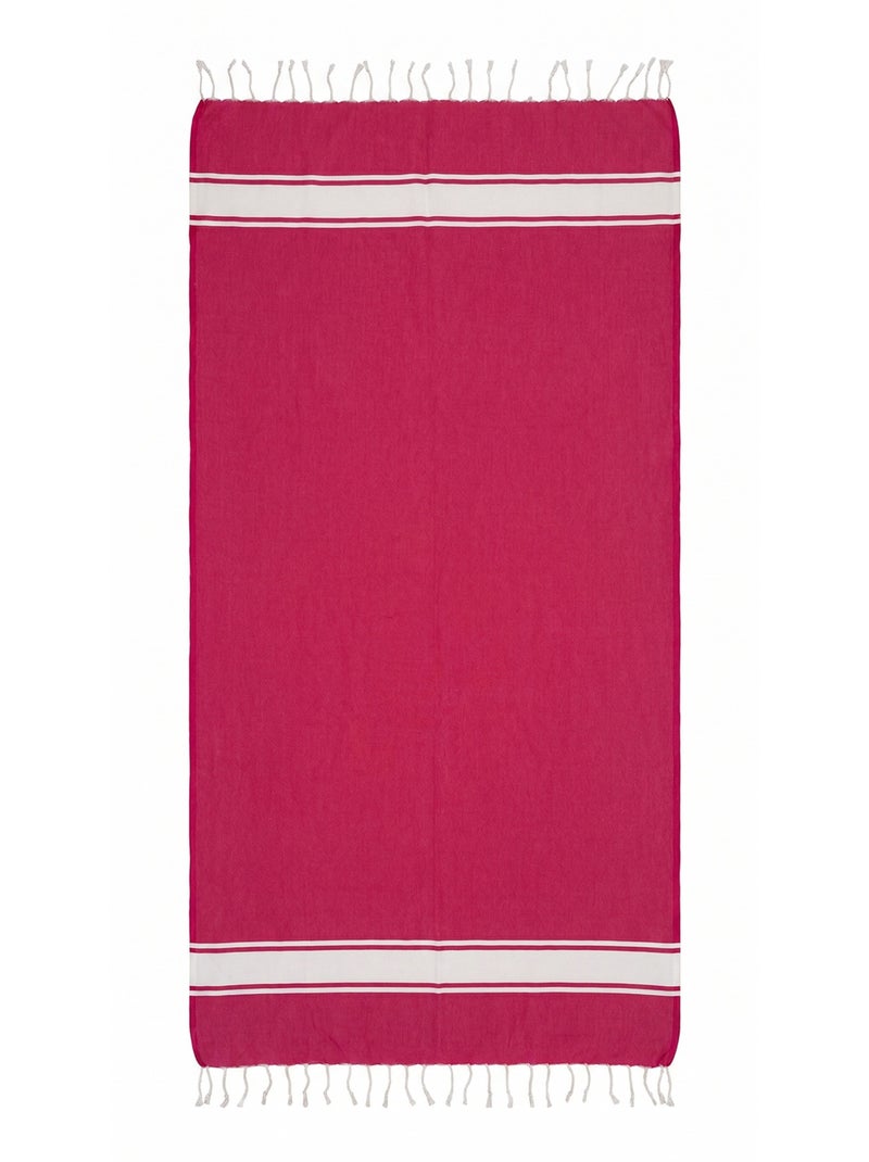 Reva | Fouta serviette plage anti sable coton recyclé 1x2 m Koh Lipe Rose fushia - Kiabi