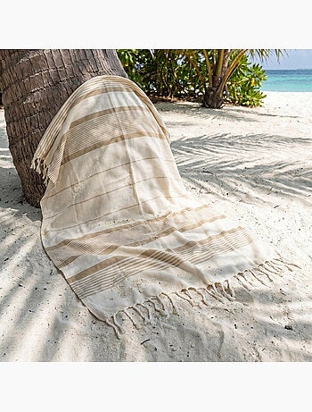 Reva | Fouta serviette plage anti sable coton recyclé 1x2 m Moorea