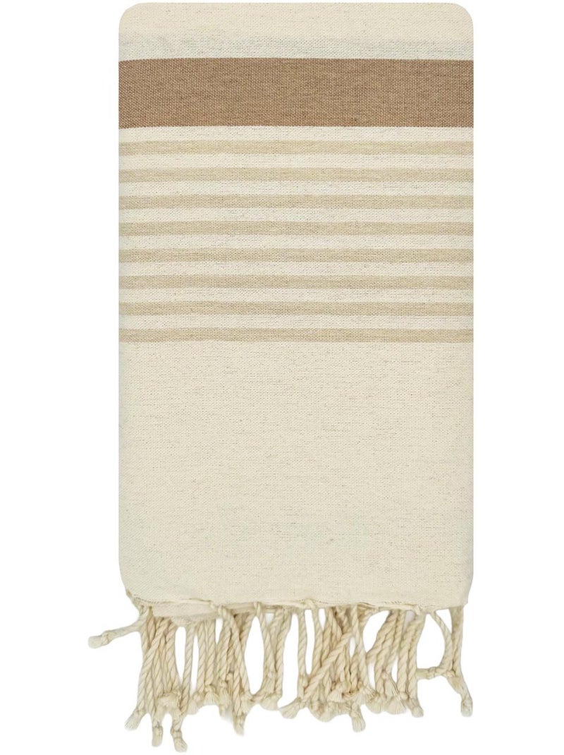 Reva | Fouta serviette plage anti sable coton recyclé 1x2 m Moorea Beige - Kiabi
