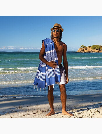 Reva | Fouta serviette plage anti sable coton recyclé 1x2 m Moorea