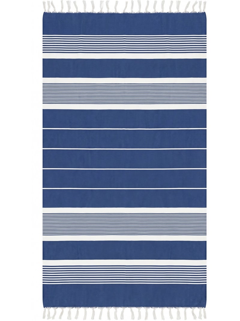 Reva | Fouta serviette plage anti sable coton recyclé 1x2 m Moorea Bleu caraïbes - Kiabi
