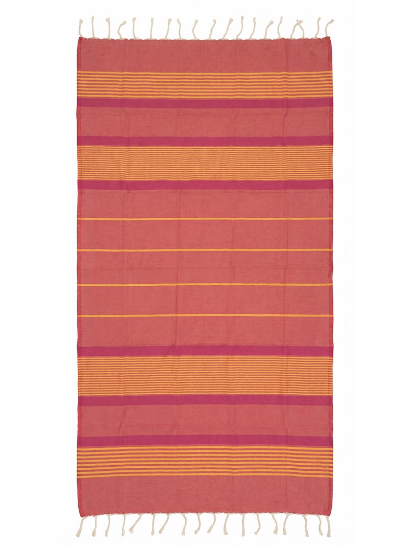 Reva | Fouta serviette plage anti sable coton recyclé 1x2 m Moorea Orange corail - Kiabi