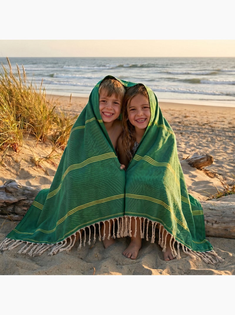 Reva | fouta serviette plage anti sable coton recyclé 1x2 m mykonos Bleu - Kiabi