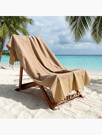 Reva | Fouta serviette plage nid d'abeille coton recyclé 1x2 m Seychelles