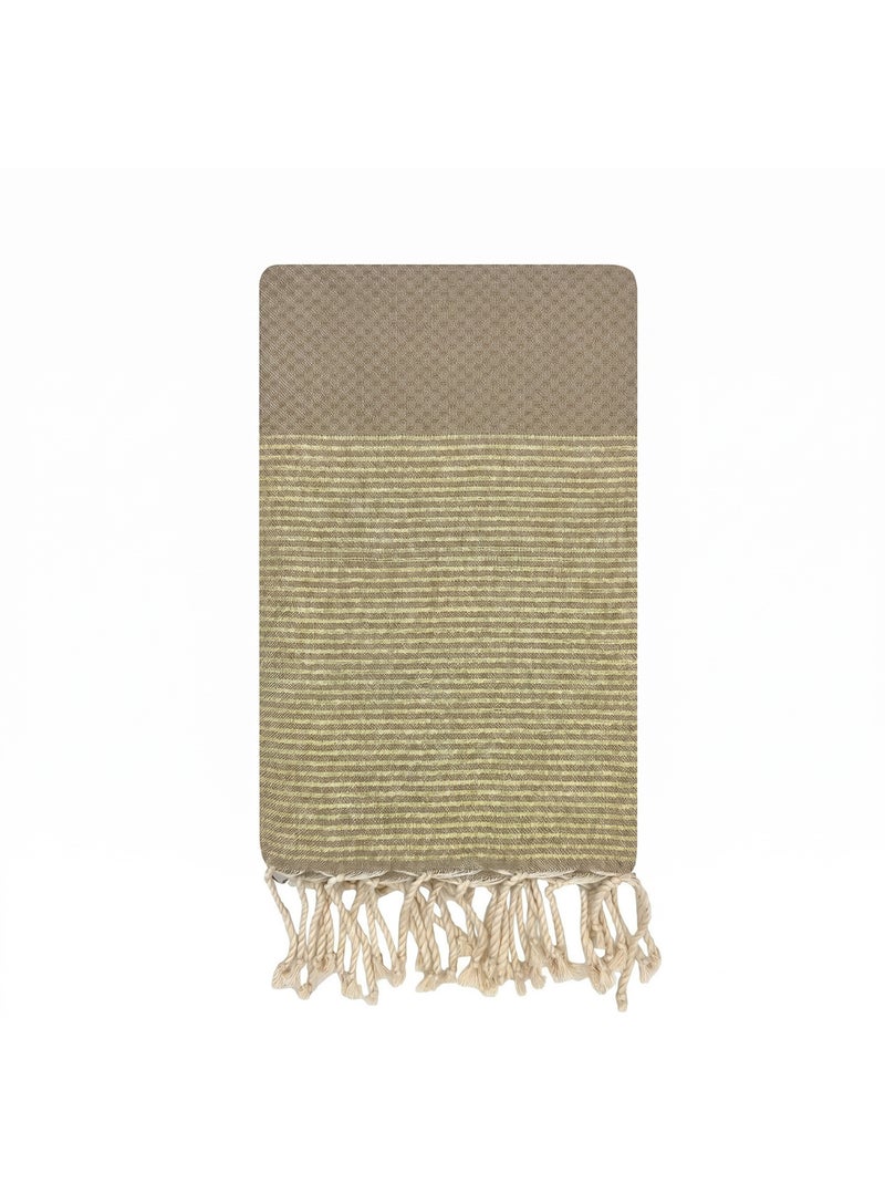 Reva | Fouta serviette plage nid d'abeille coton recyclé 1x2 m Seychelles Beige - Kiabi