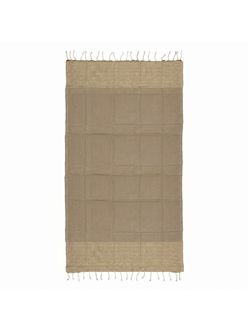 Reva | Fouta serviette plage nid d'abeille coton recyclé 1x2 m Seychelles Beige - Kiabi