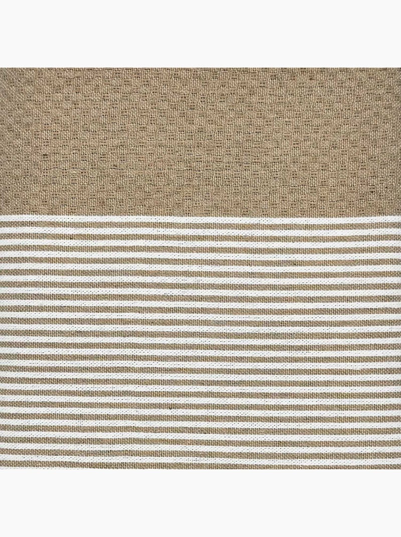 Reva | Fouta serviette plage nid d'abeille coton recyclé 1x2 m Seychelles Beige/Blanc - Kiabi