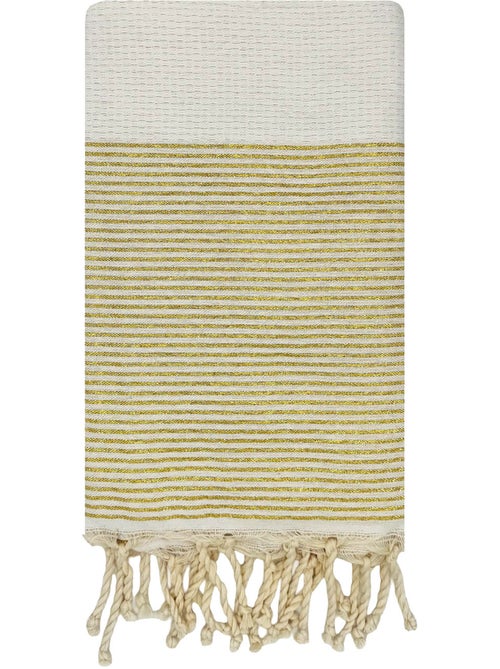 Reva | Fouta serviette plage nid d'abeille coton recyclé 1x2 m Seychelles - Kiabi