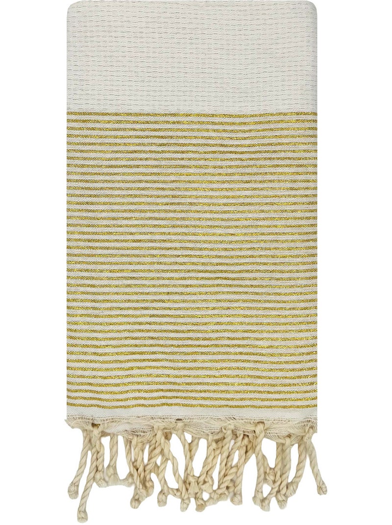 Reva | Fouta serviette plage nid d'abeille coton recyclé 1x2 m Seychelles Blanc - Kiabi