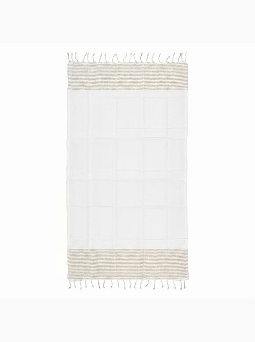 Reva | Fouta serviette plage nid d'abeille coton recyclé 1x2 m Seychelles - Kiabi