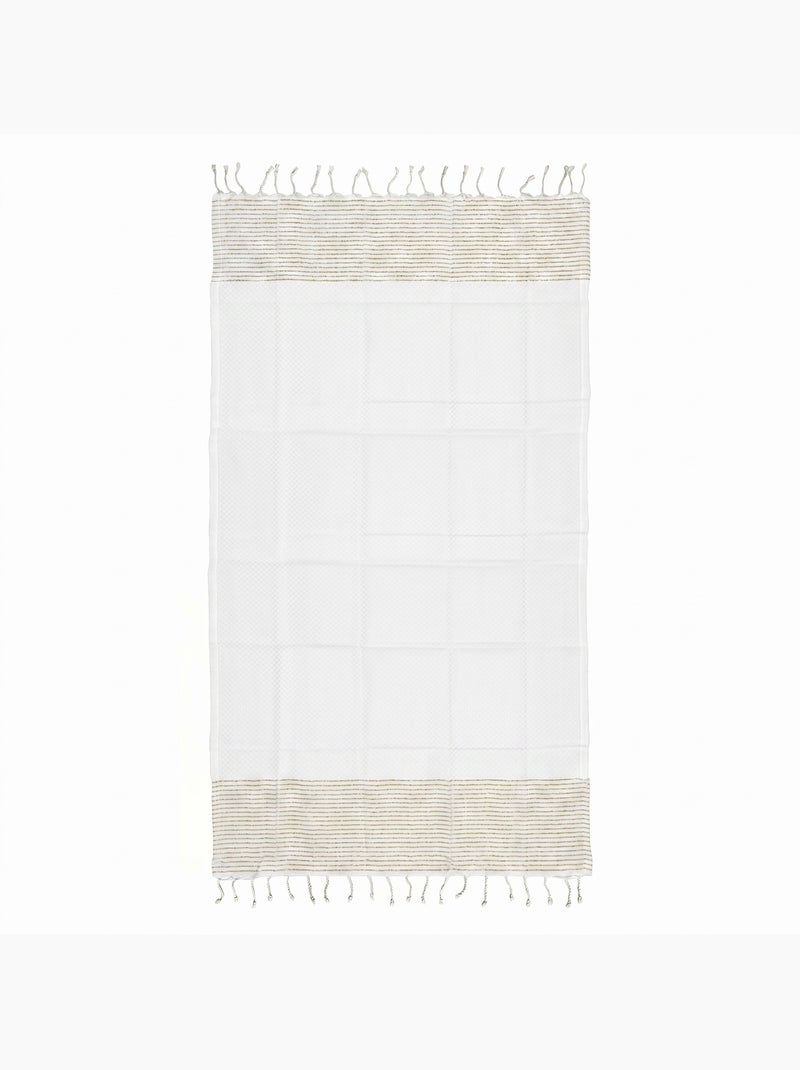 Reva | Fouta serviette plage nid d'abeille coton recyclé 1x2 m Seychelles Blanc - Kiabi