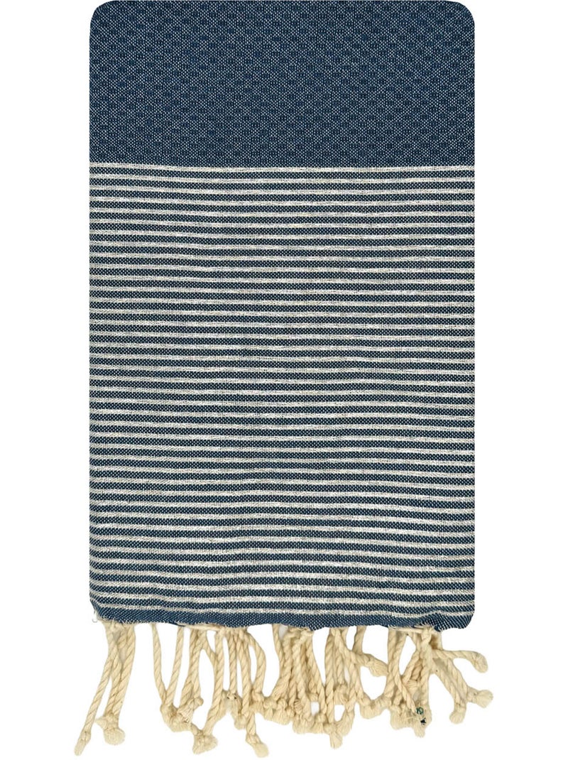 Reva | Fouta serviette plage nid d'abeille coton recyclé 1x2 m Seychelles Bleu - Kiabi