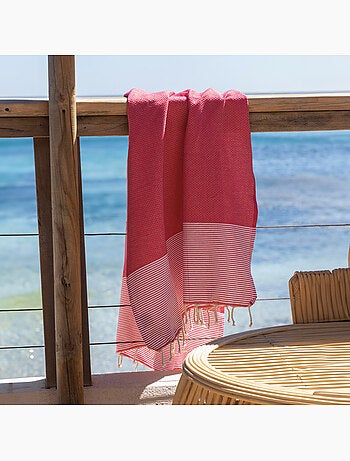 Reva | Fouta serviette plage nid d'abeille coton recyclé 1x2 m Seychelles