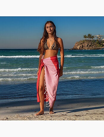 Reva | Fouta serviette plage nid d'abeille coton recyclé 1x2 m Seychelles
