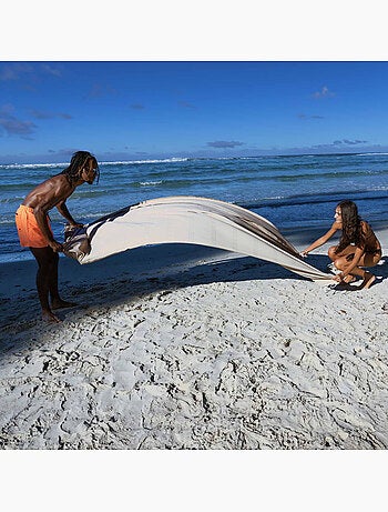 Reva | Fouta serviette plage XXL coton recyclé 2x3 m Bali