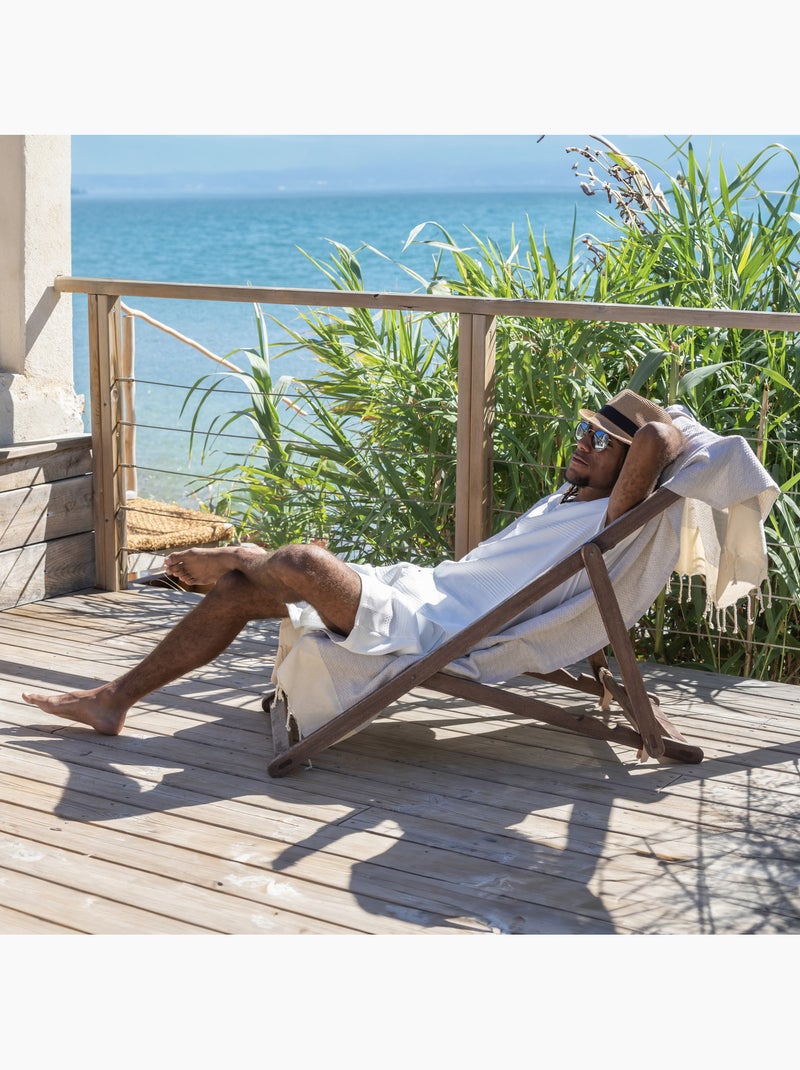Reva | Fouta tunisienne tissage nid d'abeille coton recyclé 1x2 m Ibiza Gris souris - Kiabi