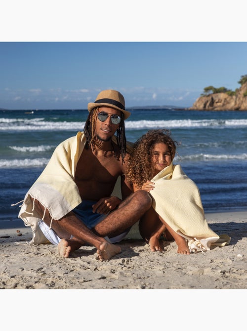 Reva | Fouta tunisienne tissage nid d'abeille coton recyclé 1x2 m Ibiza - Kiabi Reva | Fouta tunisienne tissage nid d'abeille coton recyclé 1x2 m Ibiza - Kiabi